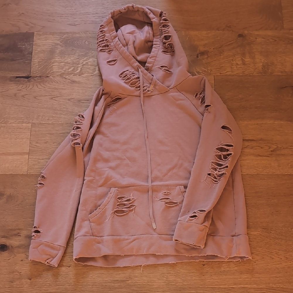 Distressed Pink Hoodie